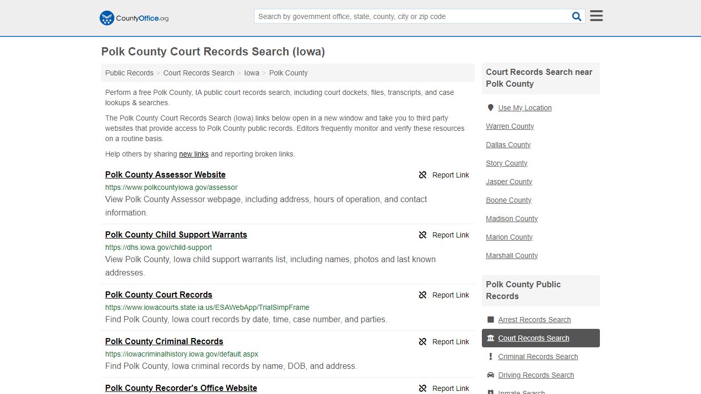 Polk County Court Records Search (Iowa) - County Office